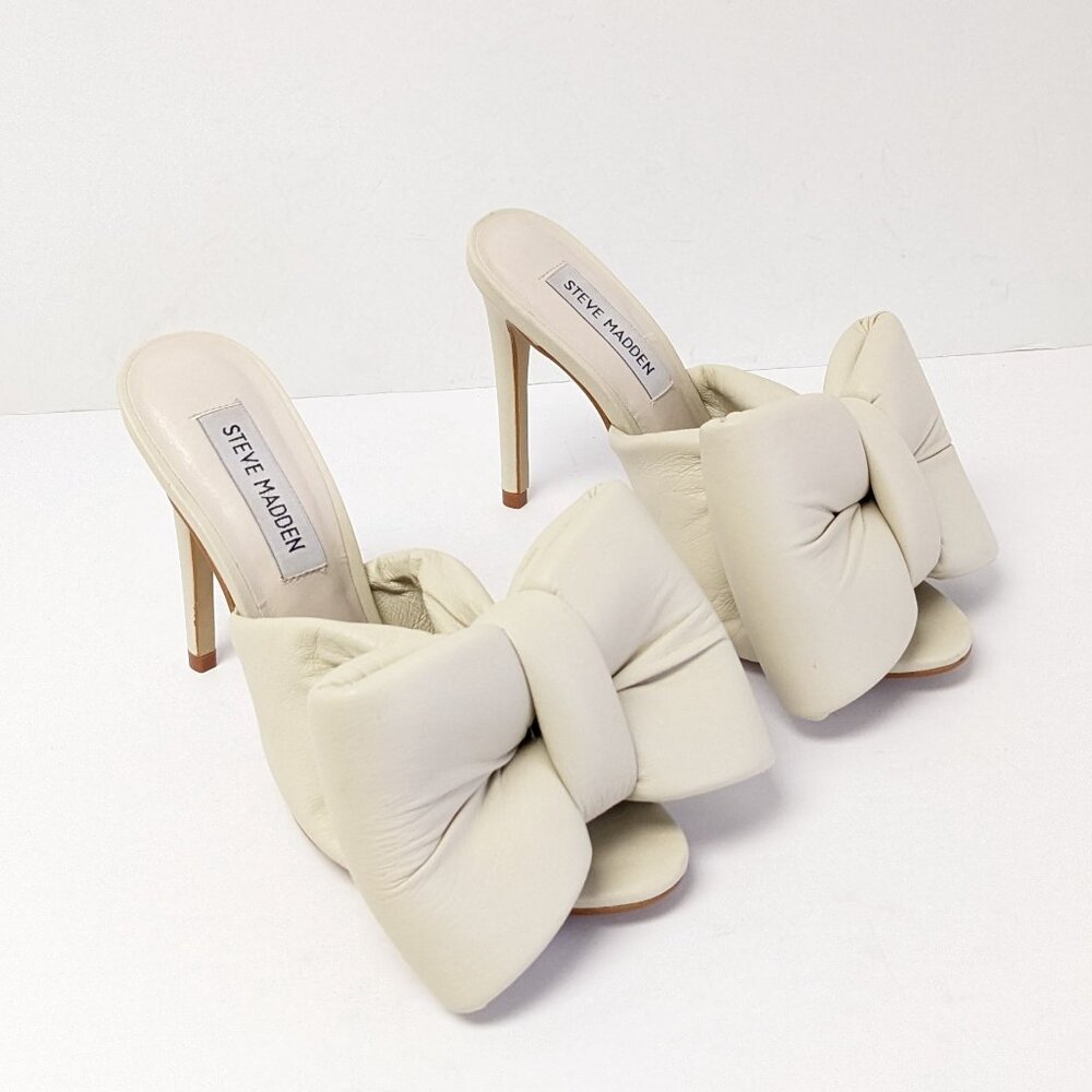 Steve Madden Cream Bow Stiletto Mule Heels